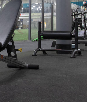 REGUPOL aktivlok interlocking rubber gym tiles installed in a fitness facility