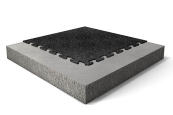 Loose REGUPOL aktivlok 24 x 24 inch interlocking rubber tile showing puzzle-edge connection