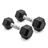 CAP Barbell black rubber hex dumbbell pair, 12 lb, chrome knurled handle