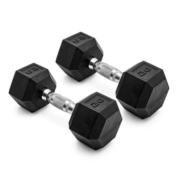 CAP Barbell black rubber hex dumbbell pair, 20 lb, chrome knurled handle