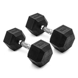 CAP Barbell black rubber hex dumbbell pair, 30 lb, chrome knurled handle