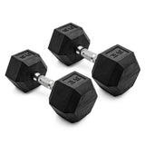CAP Barbell black rubber hex dumbbell pair, 35 lb, chrome knurled handle