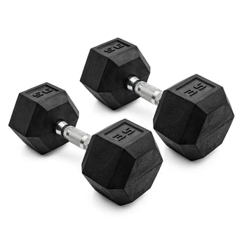 CAP Barbell black rubber hex dumbbell pair, 35 lb, chrome knurled handle