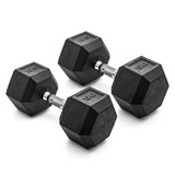 CAP Barbell black rubber hex dumbbell pair, 50 lb, chrome knurled handle