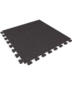 Firestorm Red REGUPOL aktivlok 3/8 inch (9 mm) interlocking rubber gym floor tile, 24 x 24 in., with puzzle edges