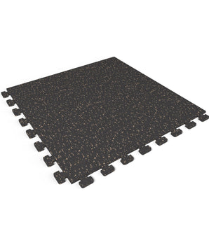 Titan Tan REGUPOL aktivlok 3/8 inch (9 mm) interlocking rubber gym floor tile, 24 x 24 in., with puzzle edges