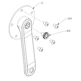 Stages Right Crank Arm Part No. 000-7676 exploded assembly diagram for SC1, SC2, and SC3 indoor cycles