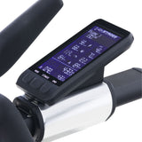 Stages SIC2 display console installed on a Stages indoor cycle showing power, cadence, speed, calories, distance, and ride time